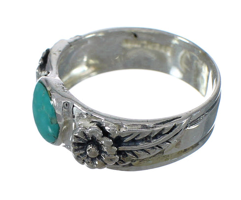 Flower Sterling Silver Turquoise Southwest Ring Size 7-1/2 YX90503
